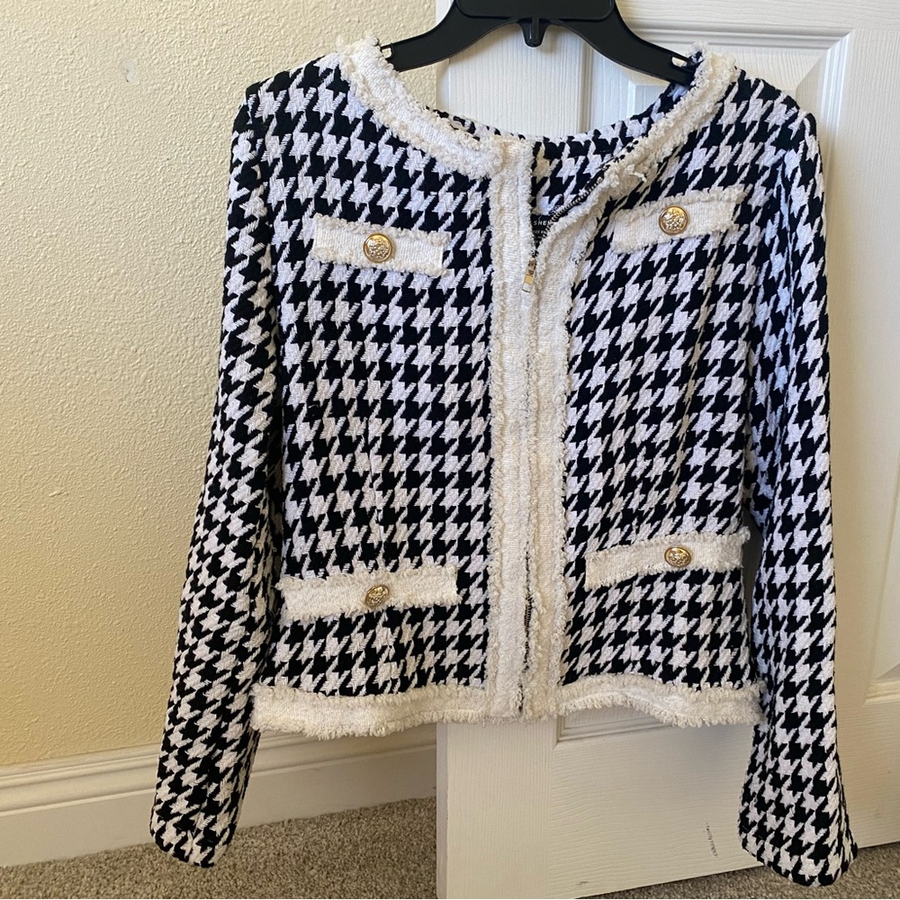 Chic Houndstooth Jacket SZ L EUC